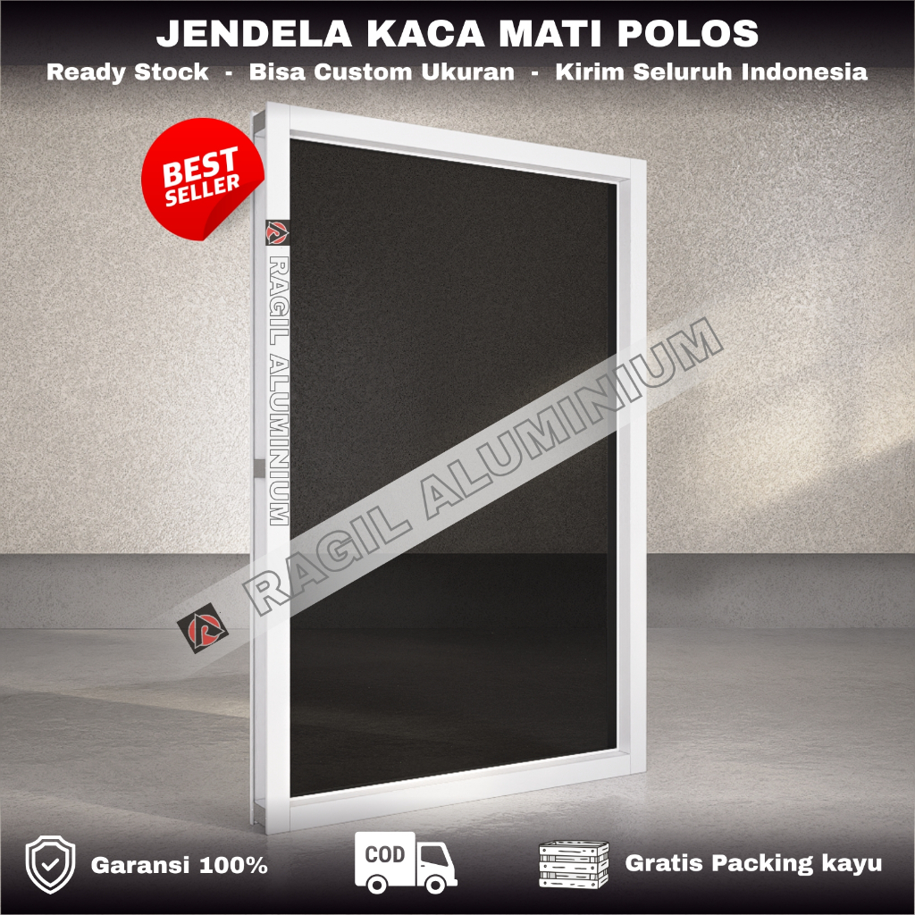 Tinggi 120 x Panjang 70 Cm (120x70) Jendela Aluminium Kaca Mati Polos Garansi 100%