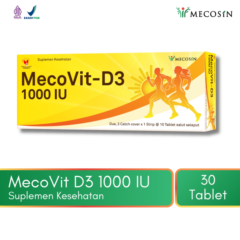MecoVit D3 1000 IU | Vitamin D3 1000 IU Suplemen Kesehatan (30 Kaplet)