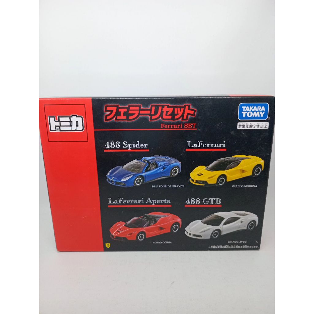 Tomica Ferrari SET : 488 GTB, 488 Spider, La Ferrari, La Ferrari Aperta