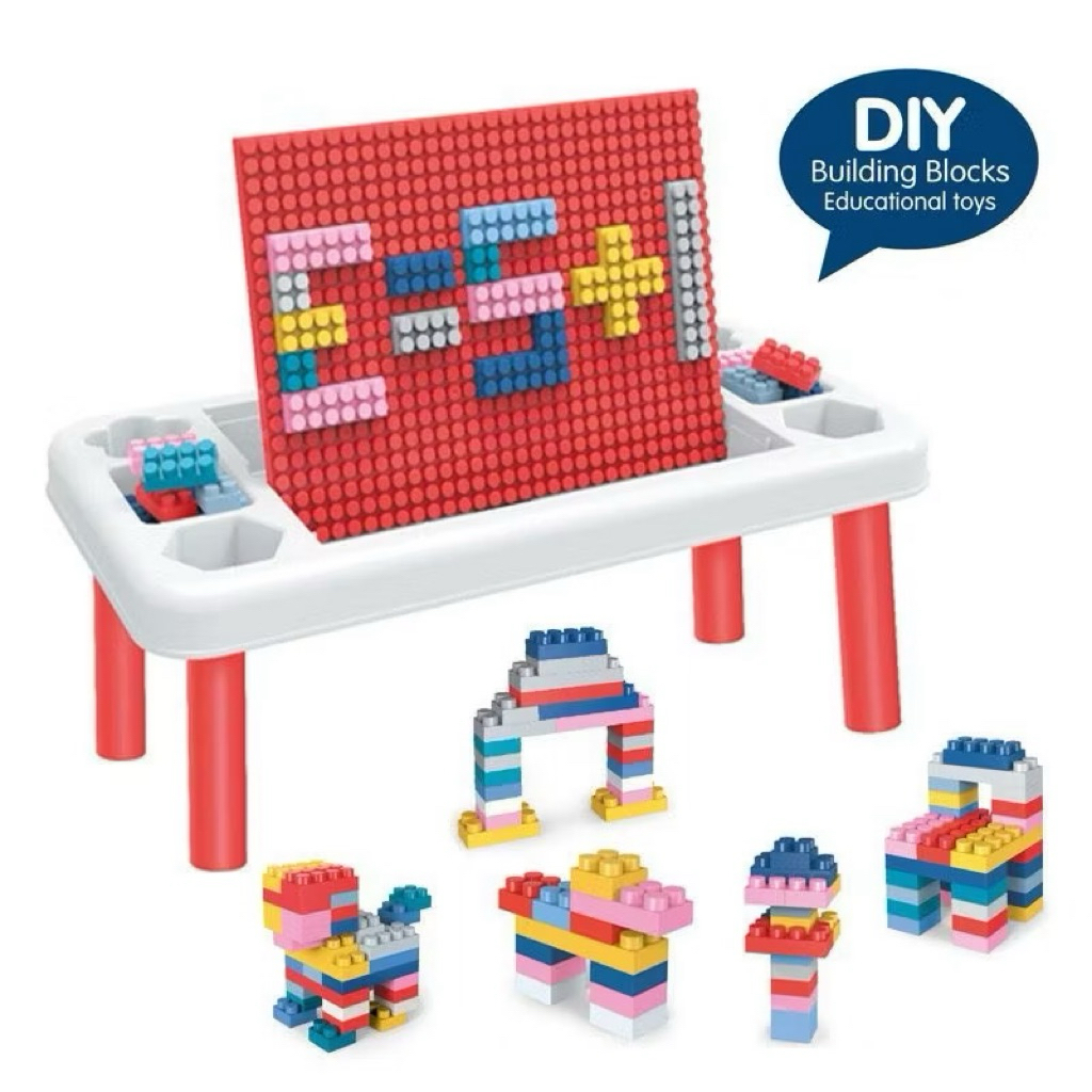 Mainan Balok Susun Theme Park Mini Set Meja / Mainan Susun Balok 68pcs