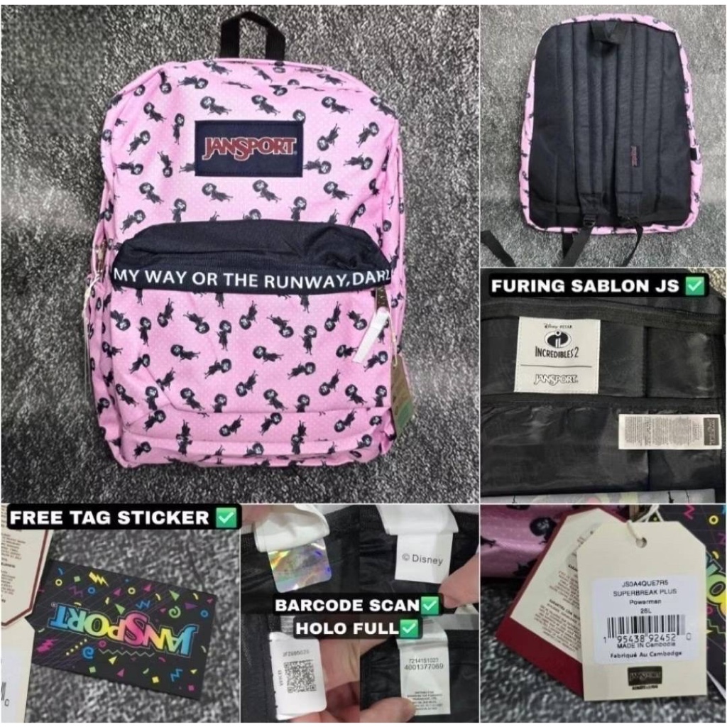 TAS RANSEL JS JANSPORT SPORTS BAGS INCREDIBLE MOTIF ORIGINAL PINK BACKPACK / RANSEL WANITA BEST SELL