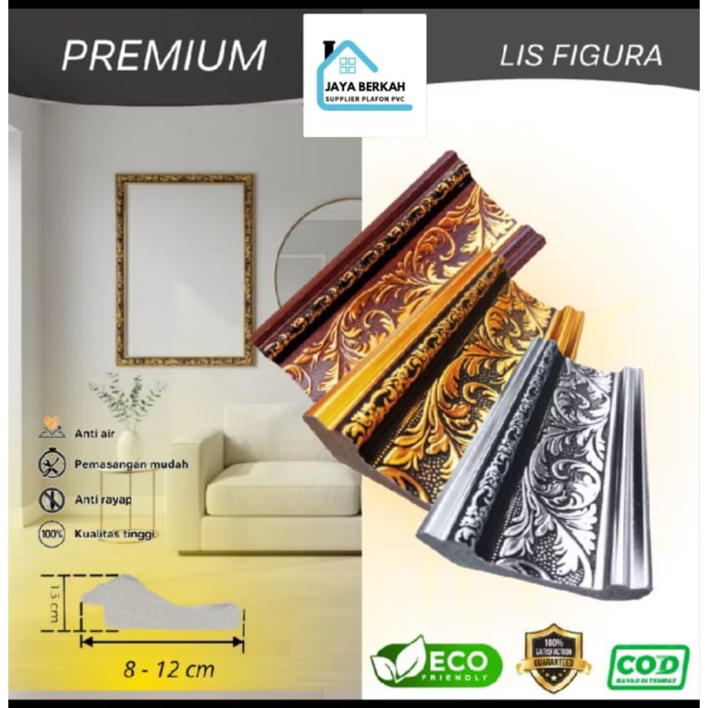 (2 METER) Lis Figura Plafon PVC Elegan Dan Mewah Ukuran 12CM  Hiasan Plafon Dekorasi rumah (BACA DES