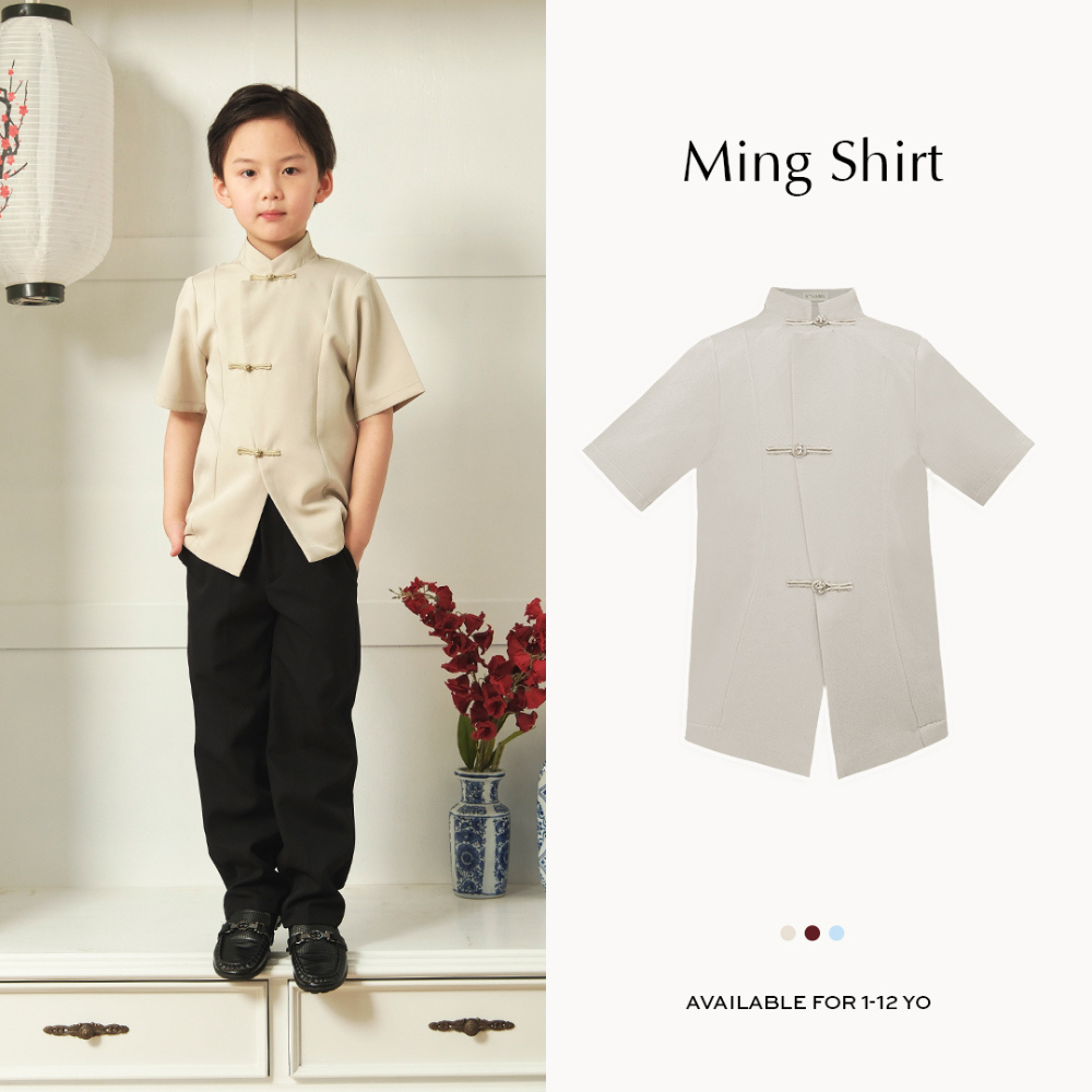 S The Label - Ming Shirt | Atasan Cheongsam Premium Anak Laki-Laki |  Kemeja Cheongsam Anak |  Baju 