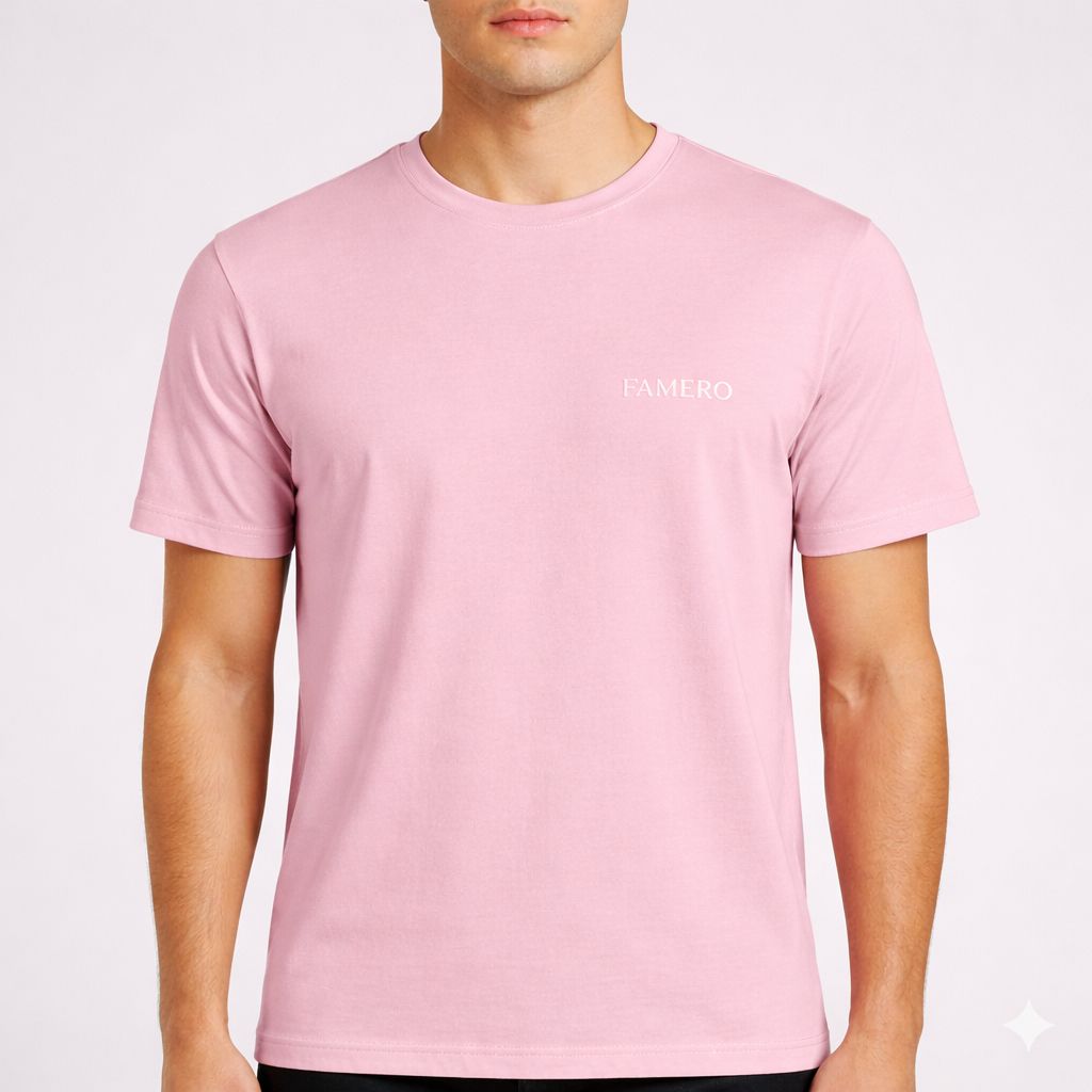 FAMERO - Kaos Polos Distro Pria Premium - Warna Dusty Pink