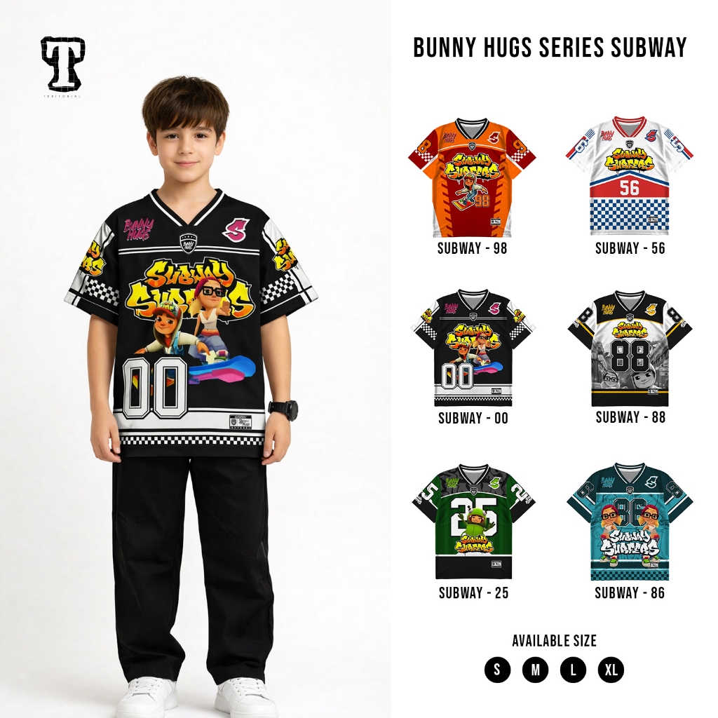 TERITORIAL Jersey Anak Subway Surfers Number 00 Unisex Vintage Rugby NFL Streetwear Full Printing