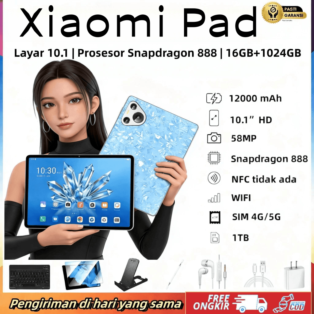 Xiaomi Pad 5G 10.1" 16GB+1TB Snapdragon 888 | 120Hz OLED FullView | Tablet Gaming Android Murah | Sp
