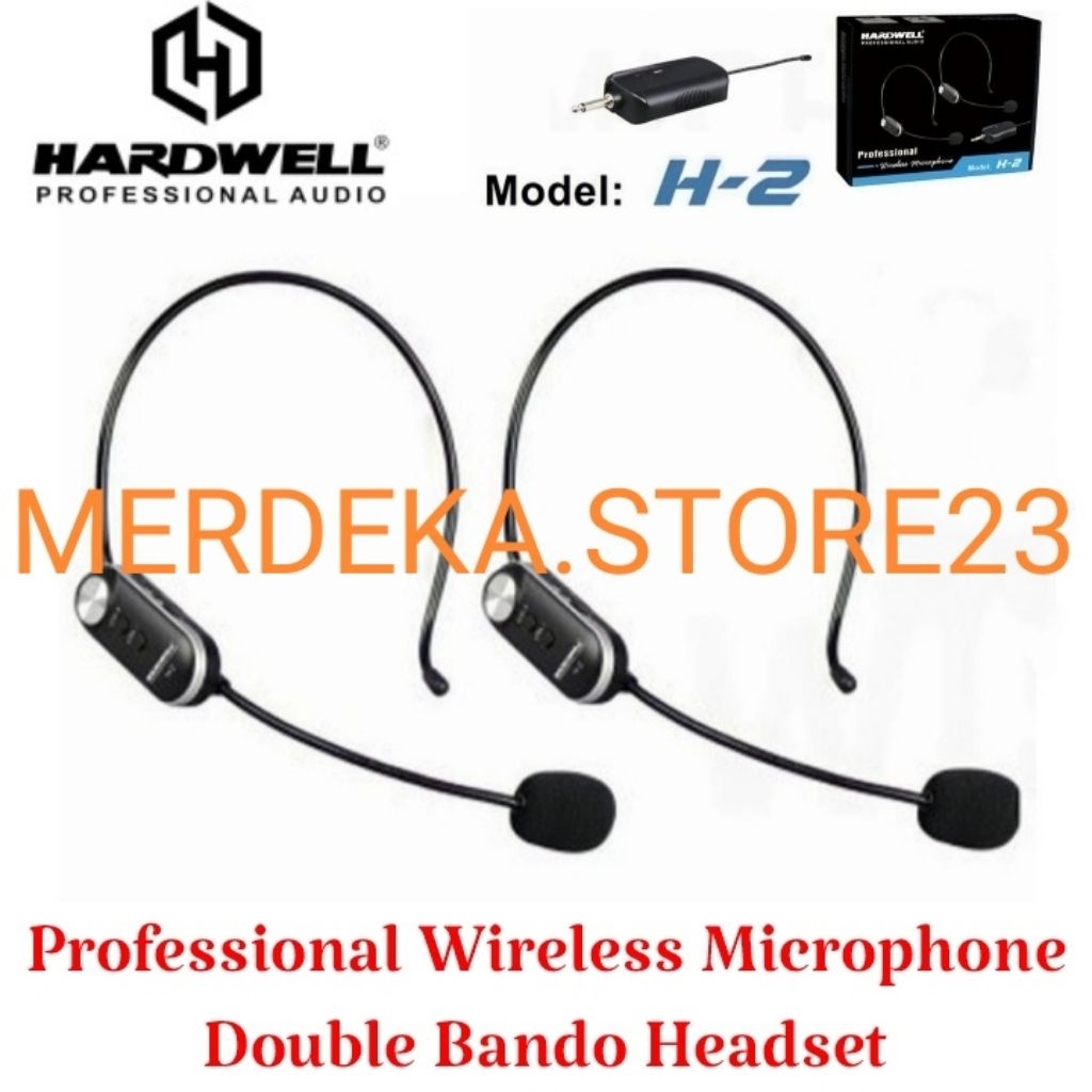 Mic Wireless Headset HARDWELL H 2 Professional Wireless Microphone Dual Bando Imam Pidato / HARDWELL