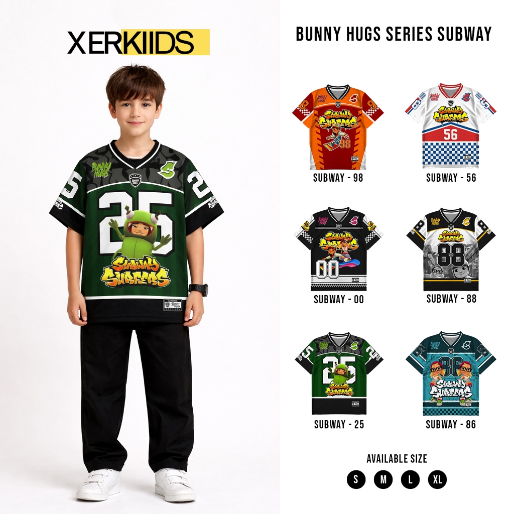 XERKIIDS Jersey Anak Subway Surfers Number 25 Bahan Dryfit Brazil Milano NFL Streetwear Casual Vinta