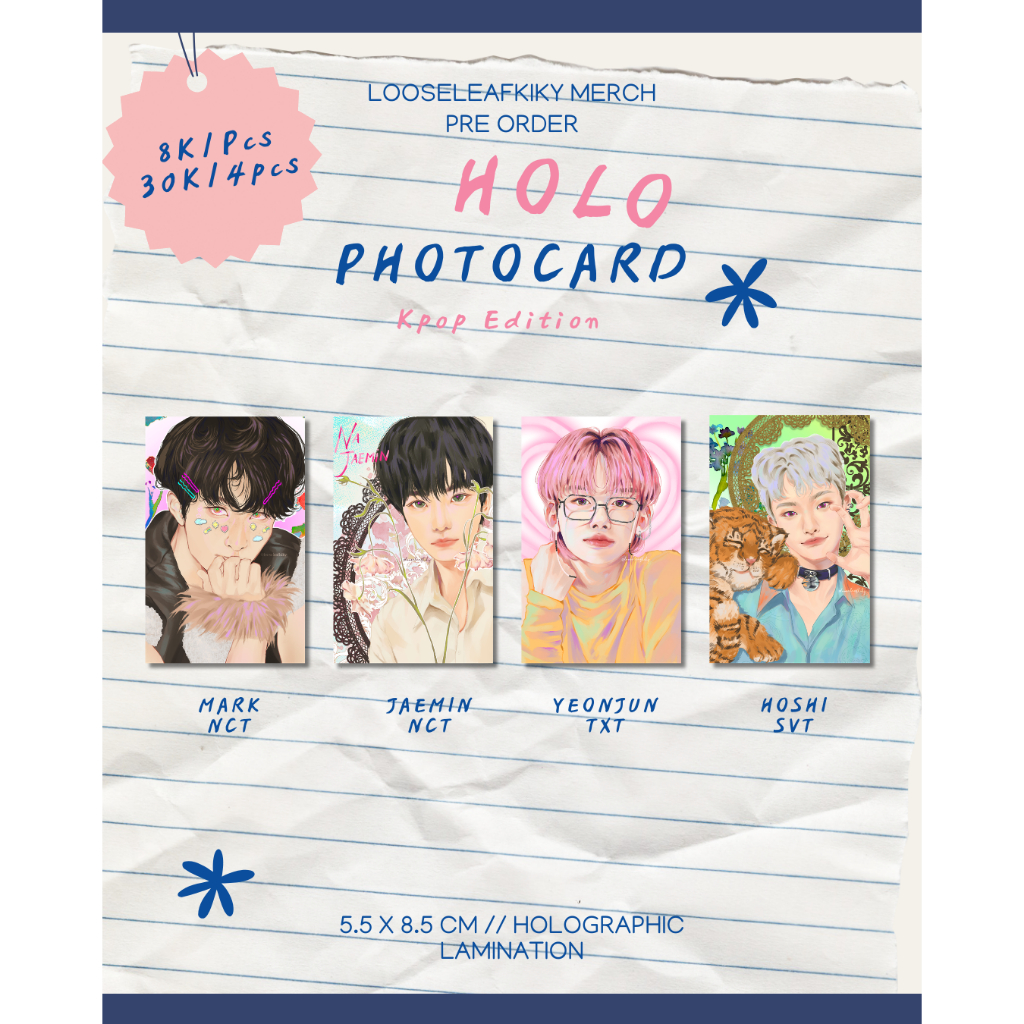 photocard fanart kpop hoshi yeonjun mark jaemin NCT Seventeen TXT laminasi hologram estetik