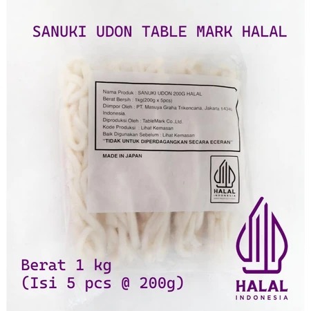 Sanuki Udon Table Mark Halal MUI / Udon Halal 1KG