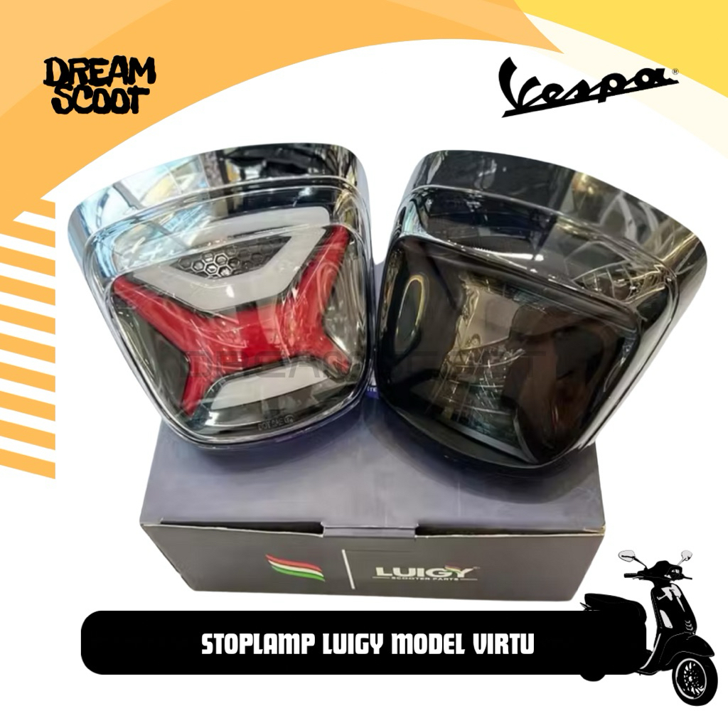 Stoplamp Luigy Model Virtu X Smoke & Clear Stoplamp Vespa Sprint Vespa Primavera Lampu Vespa Matic S