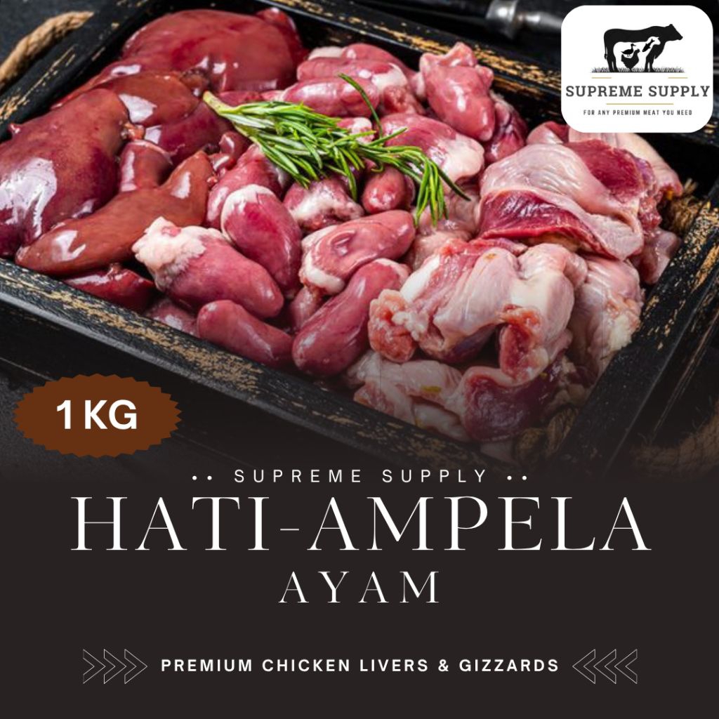 PREMIUM Hati Jantung Ampela Ayam 1 kg [±8-10 pasang] | Fresh Halal Organic Chicken Liver Heart Gizza