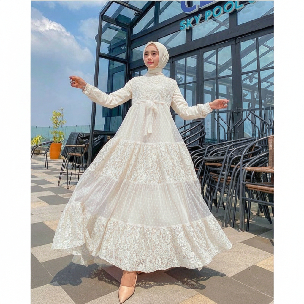 NADHIRA DRESS ASMIRANDAH DRESS GAMIS BRUKAT TILE DOTTY GAMIS REMAJA GAMIS LEBARAN 2024