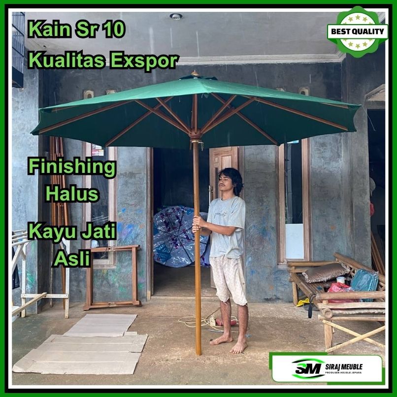 Tenda Payung Cafe Payung Taman Kain Sr 10 Tebal  Kayu Jati Payung Pantai