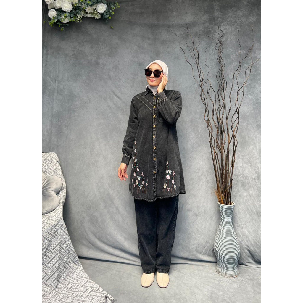 TUNIK ISQANTI BY MSF SETT JEANS PREMIUM MEWAH SIMPLE DAILY ONE SET STELAN SETCEL MEWAH