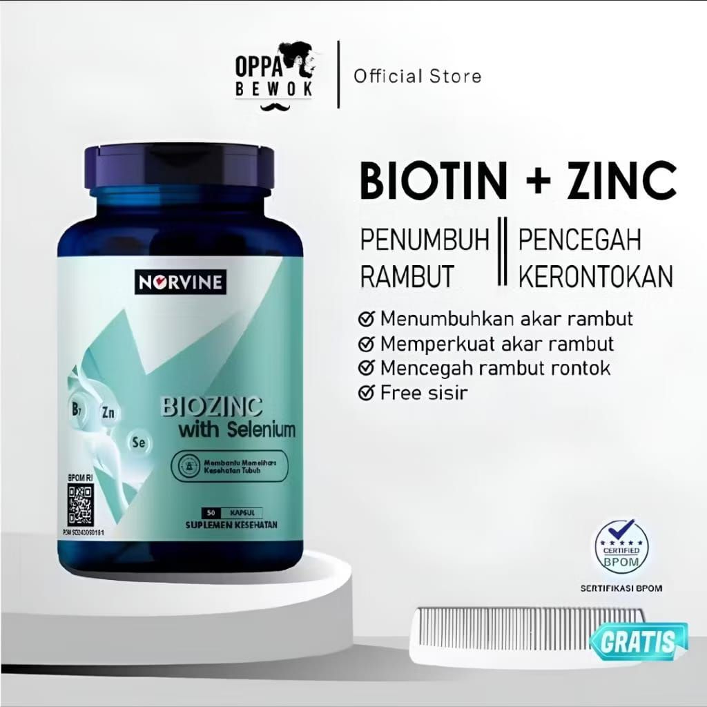 Norvine Biozinc ORIGINAL (Biotin Zinc with Selenium) BPOM-Halal