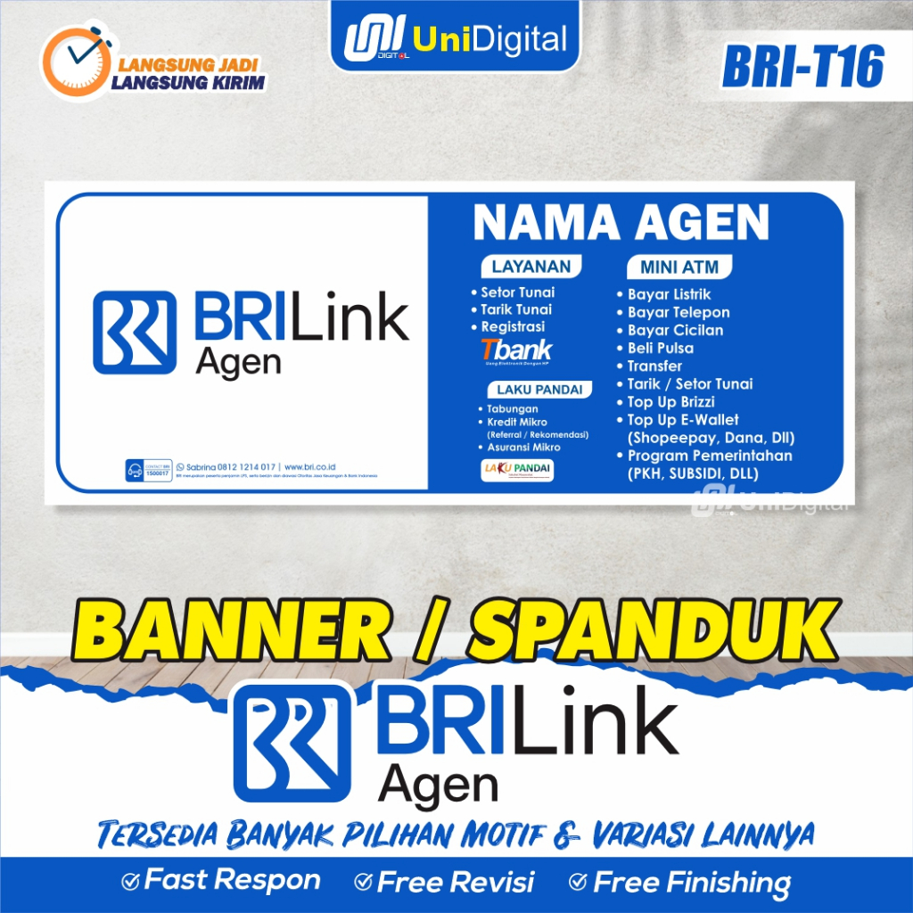Banner / Spanduk Teras BRILink Agen Design Terbaru  Bisa Custom Ukuran BRI-T16