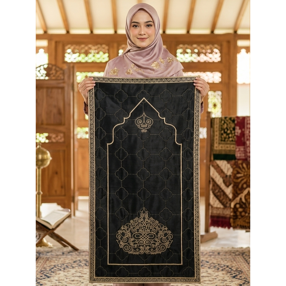 Sajadah Bordir Premium Tebal Empuk Custom Nama Cocok Traveling Umroh Hadiah Exclusive