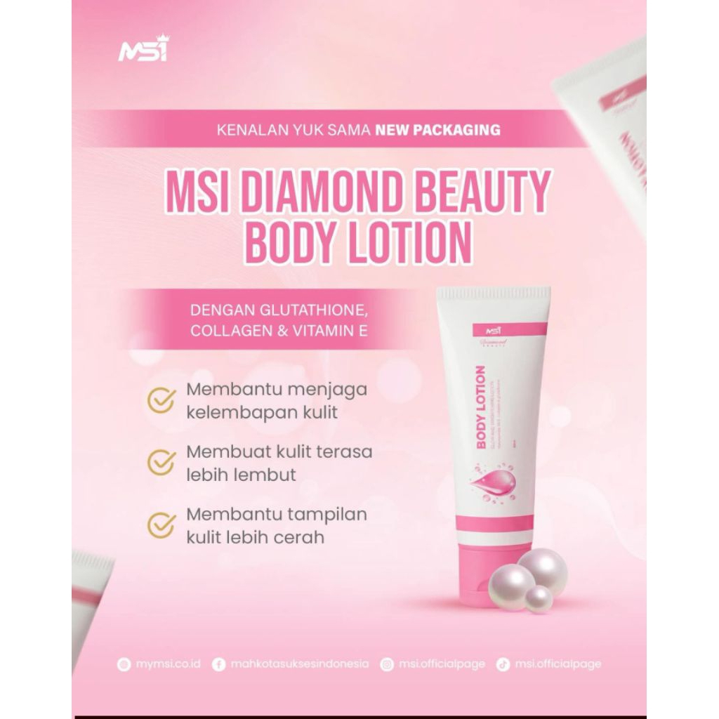 NEW PACKING EXP TERBARU ORIGINAL 100% MSI DIAMOND BODY LOTION, GLUTATHIONE COLLAGEN BODY LOTION