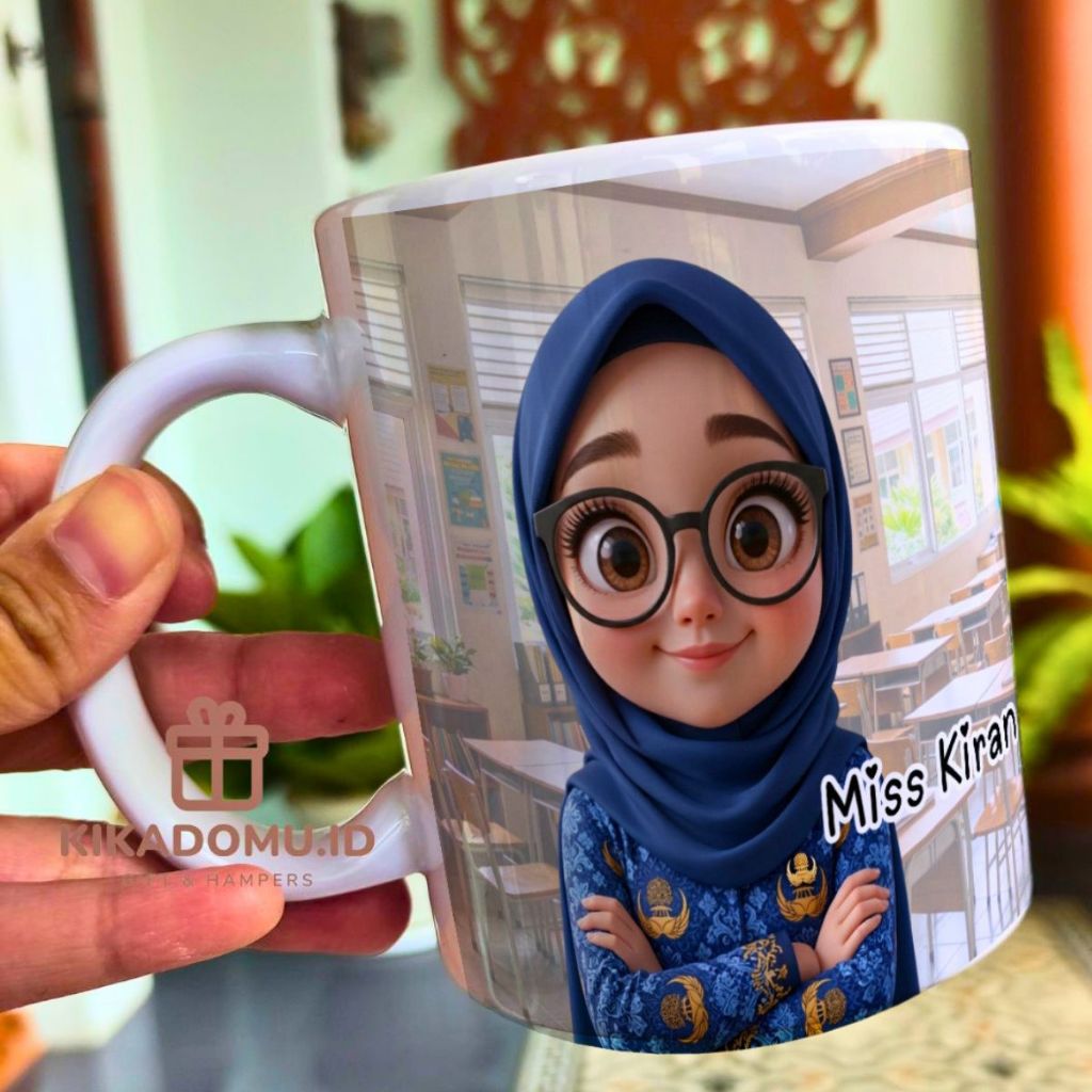 (mug+giftbox) kado guru perempuan laki laki bermanfaat cangkir teh custom keramik kopi mug hampers h