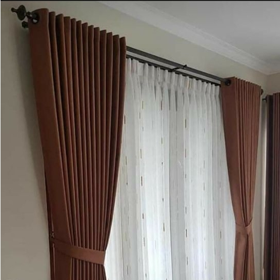 Gorden jendela kamar tidur panjang gorden blackout polos 6.gelembung 12lubang