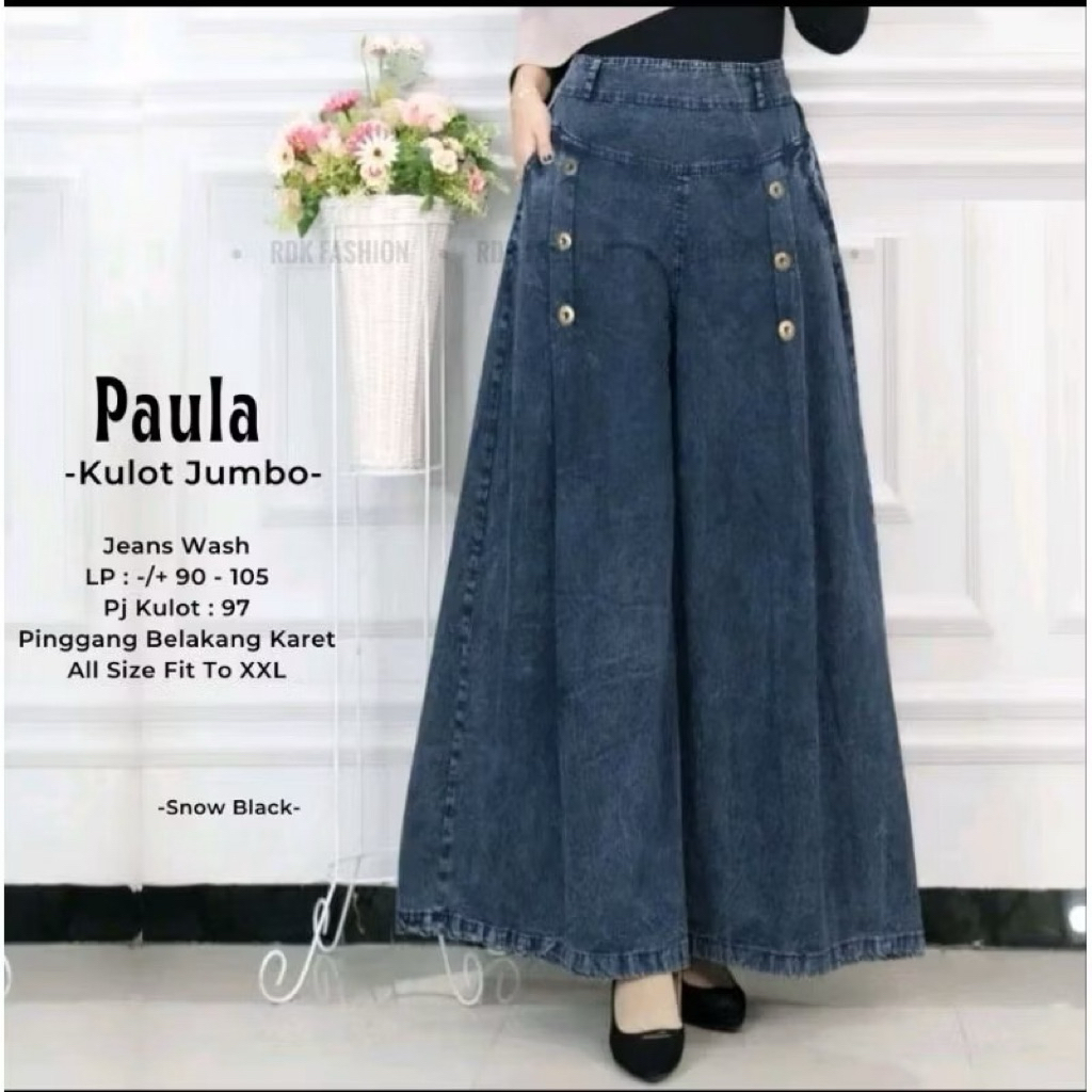 Celana Kulot Jeans Wanita Paula Jumbo dengan Bahan Lembut dan Nyaman