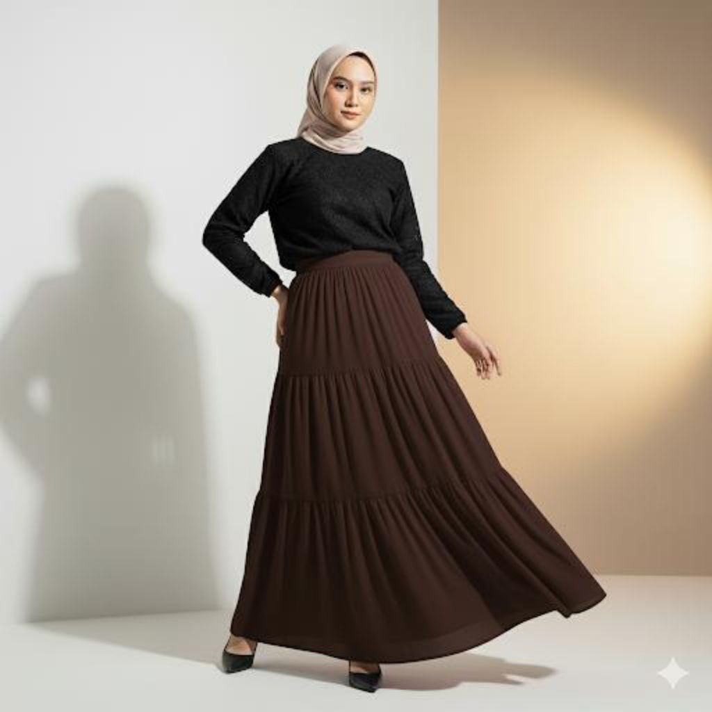 Rok Susun Canda Korean Style Rok Panjang Wanita Korean Skirt Kekinian