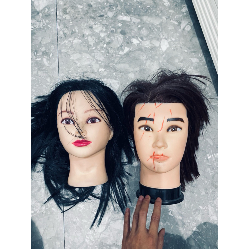 manekin rambut sintetis bekas