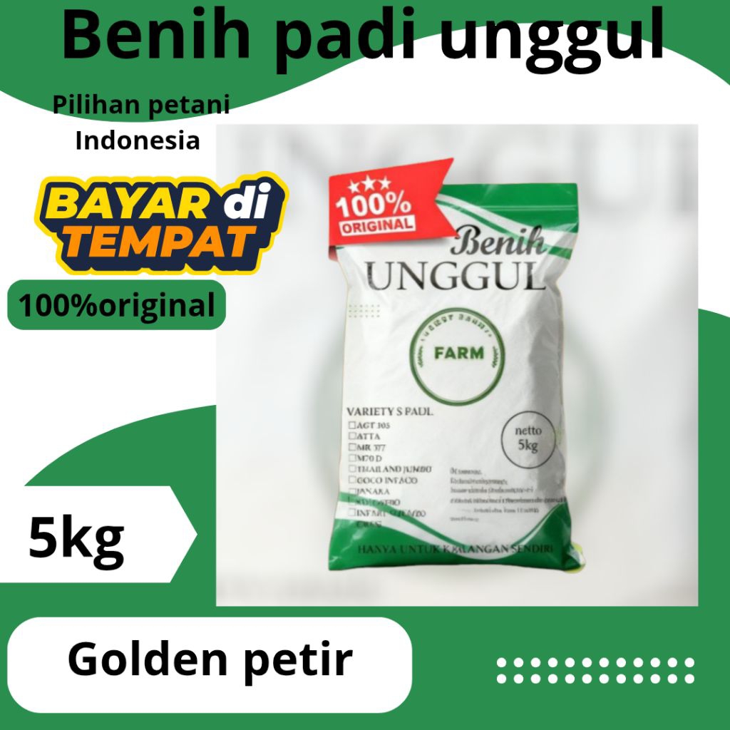 benih padi golden petir kemasan 5kg.