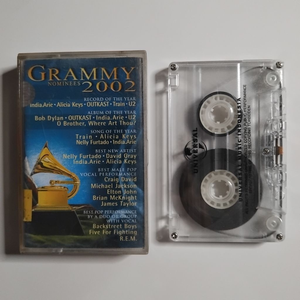 Kaset Grammy Nominees 2002 India Arie Alicia Keys U2 Bob Dylan Nelly Furtado Michael Jackson Elton J