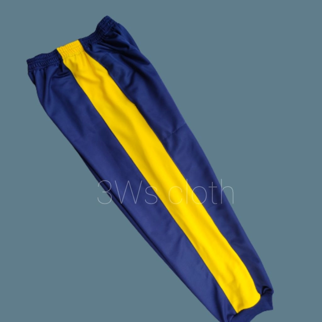Celana Anak Sekolah TK SD| Training Olahraga Anak TK SD Dongker/navy strip kuning