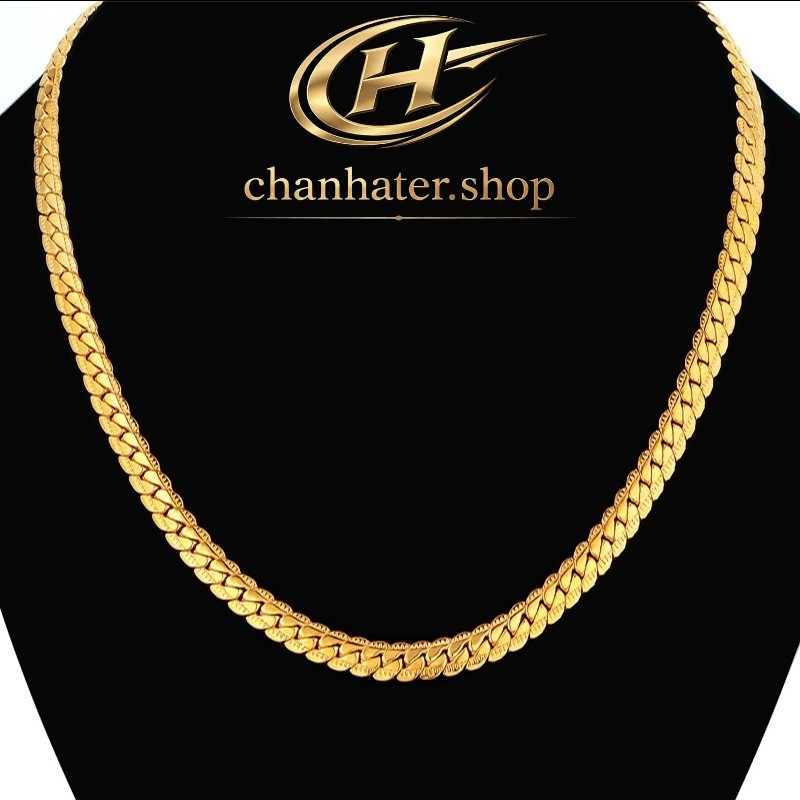 Kalung pria wanita titanium asli sisik naga gold emas cowo cewe keren panjang anti karat
