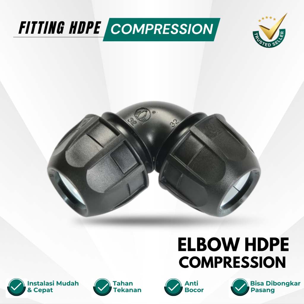 Elbow Pipa Hdpe Ukuran 63mm | Knee Compression Fitting Hdpe 2" Inch