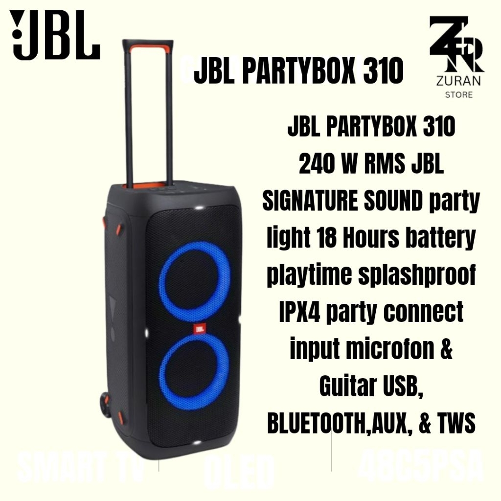 JBL PARTYBOX 310 BLUETOOTH PORTABLE KARAOKE SPEAKER