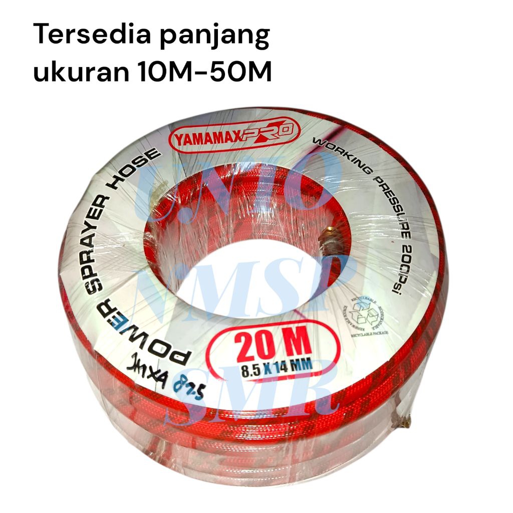 Yamamax Pro Selang Power Sprayer 8.5 x 14 mm Tekanan Tinggi 200 Psi Selang Steam Cuci Mobil Motor Sa