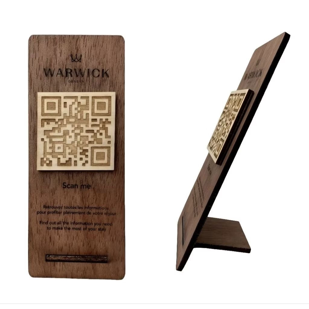 QR Code Stand Custom - Stand Menu Kayu Custom
