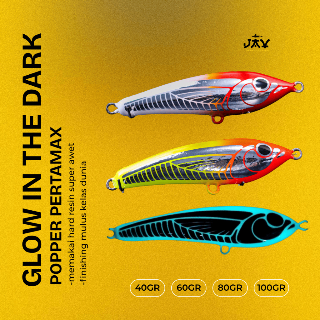 JAV LURE Stickbait Kayu Resin Glow In The Dark Sinking 60g 80g 100g