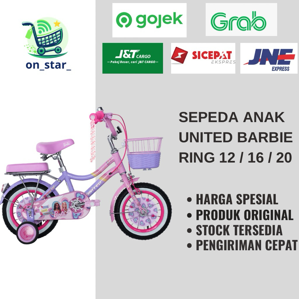 SEPEDA ANAK UNITED BARBIE SEPEDA ANAK CEWEK UNITED BARBIE 12 16 18