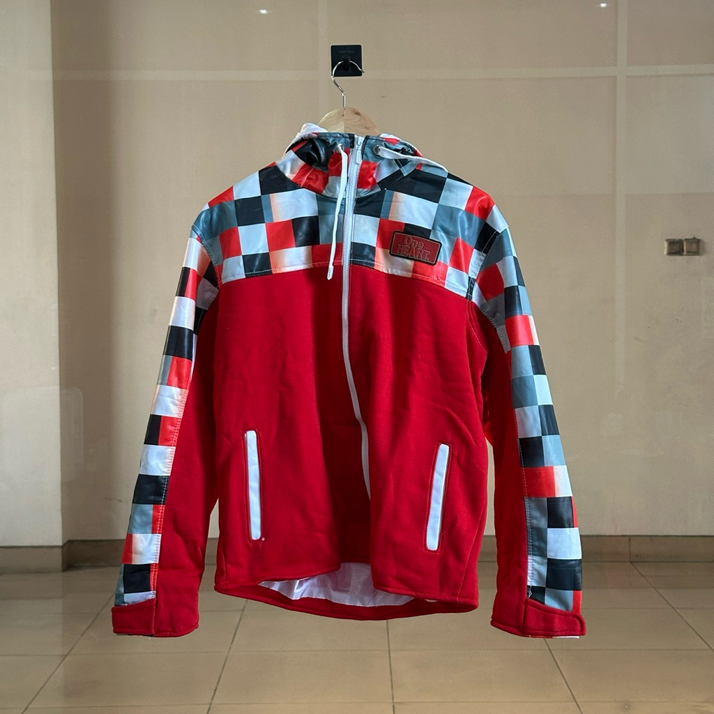 Jaket Sepeda Motor hoodie Beat Pop Honda ASLI One Heart merah putih