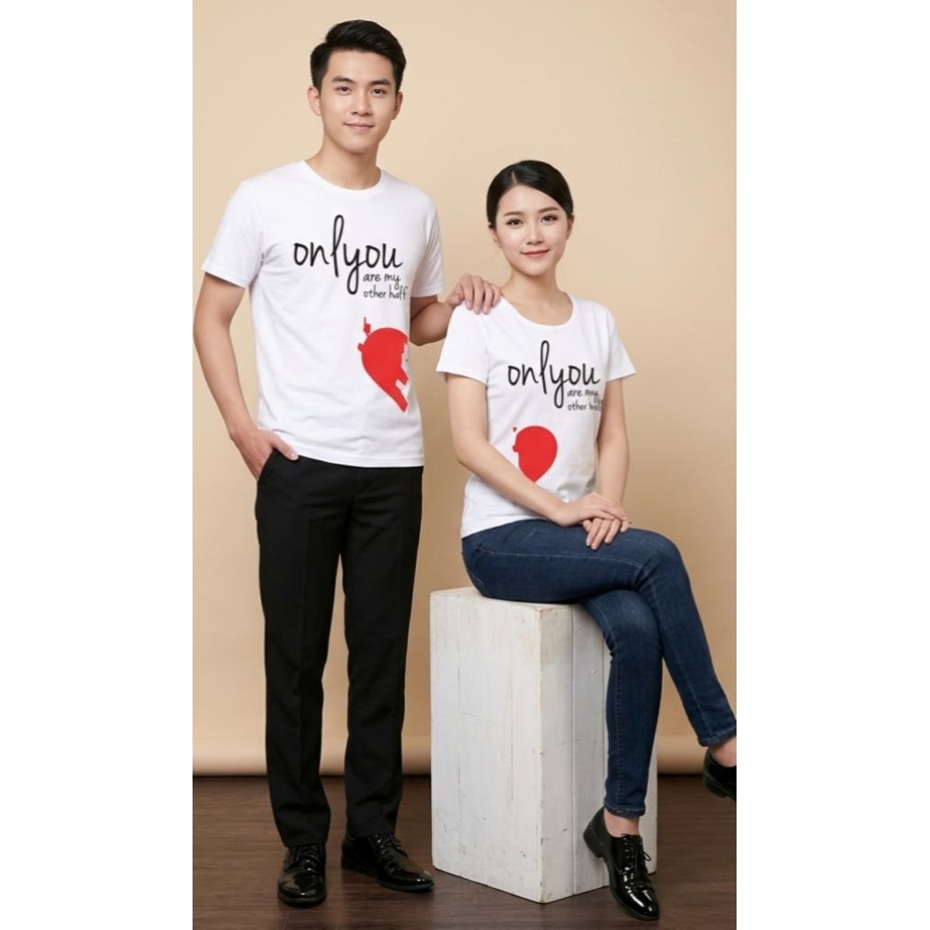 Baju Pasangan Kaos Oblong Couple - Onlyou Black/ Onlyou Maron/ Onlyou White