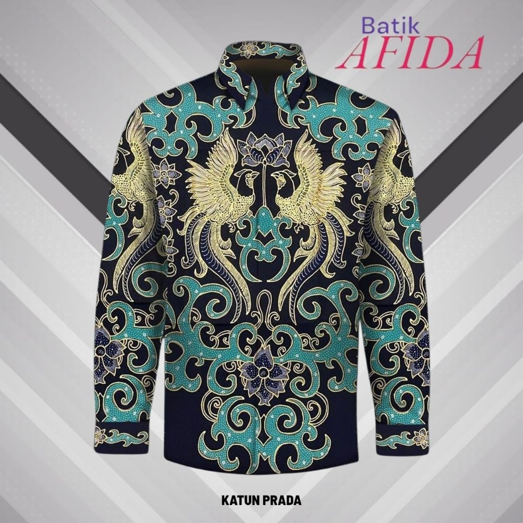 Kain Batik Tulis Exclusive Katun Prada Tinta Emas -Batik Asli Tulis Manual Pola Kemeja kp4