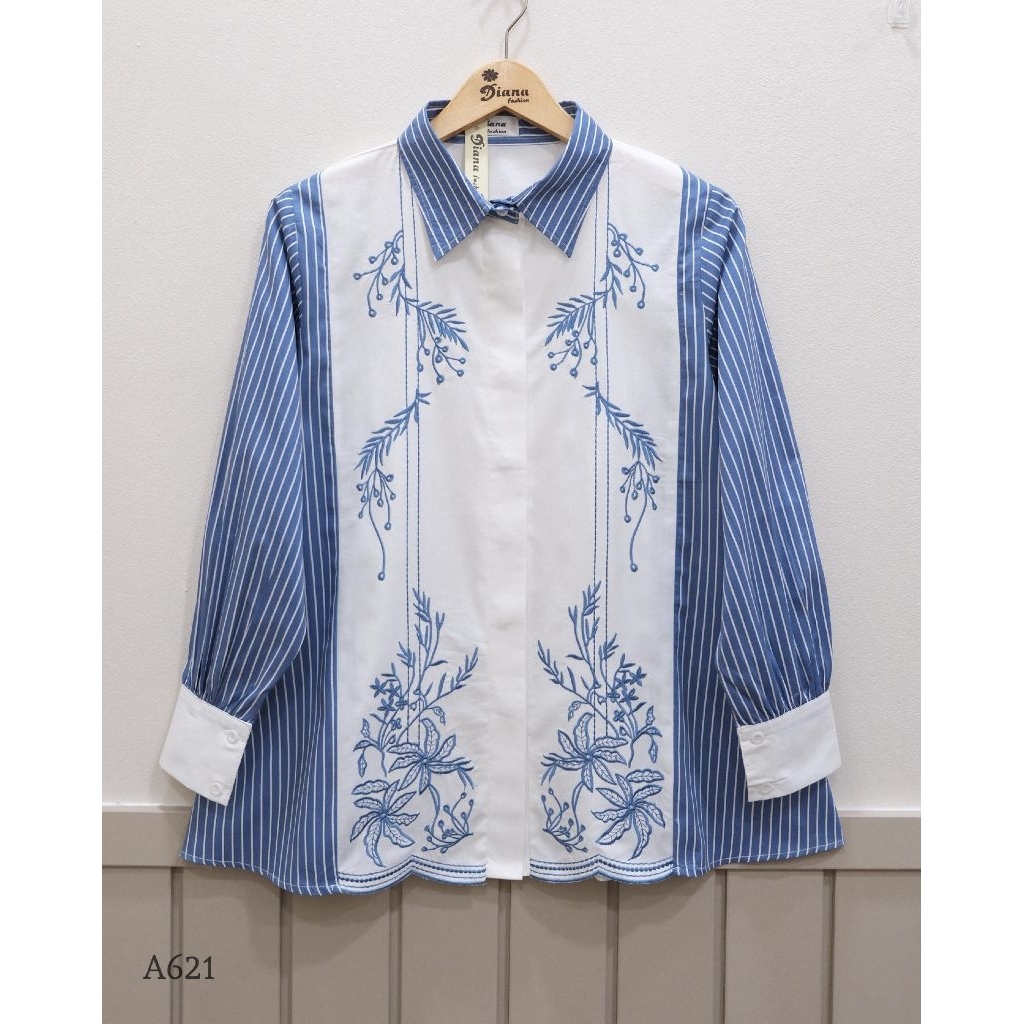 KEMEJA WANITA SALUR BORDIR PREMIUM BAHAN KATUN JEPANG IMPORT | BLOUSE KEMEJA KATUN JEPANG PREMIUM
