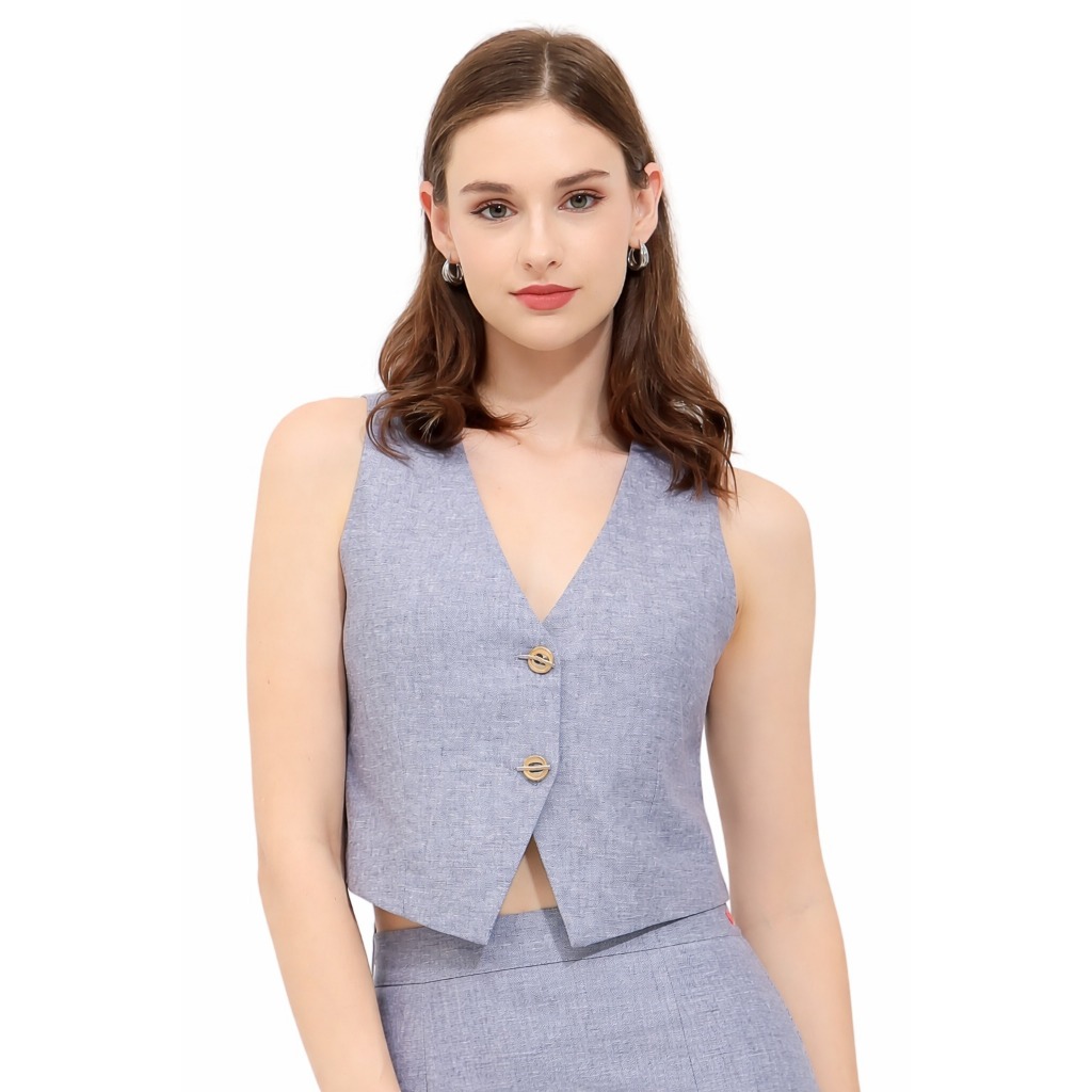 Arianna Vest ( Hanya Atasan Vest ) by Anna Hung Style rompi wanita vest denim vest wanita  vest crop
