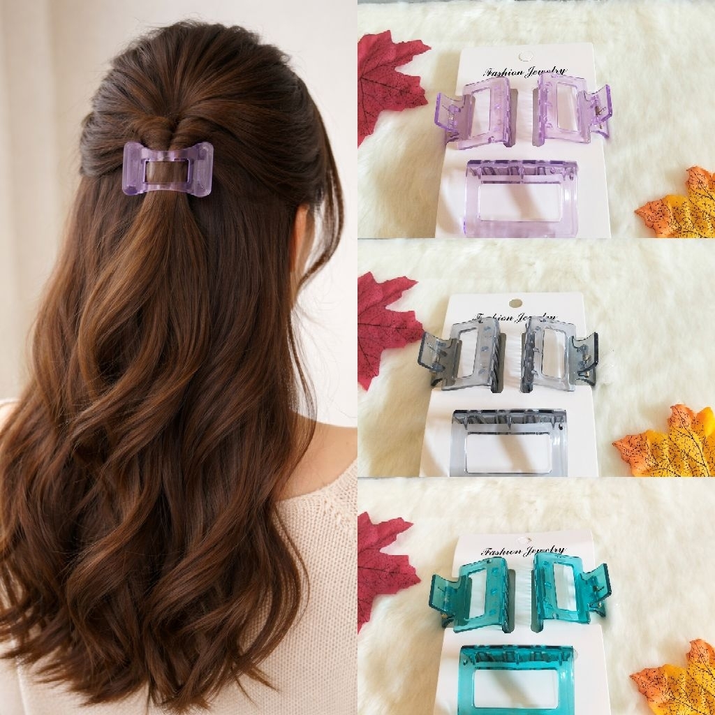 SET 3 IN 1 JEDAI RAMBUT WARNA BENING UKURAN 5 CM (1 PCS) & 4 CM (2 PCS) JEPIT RAMBUT