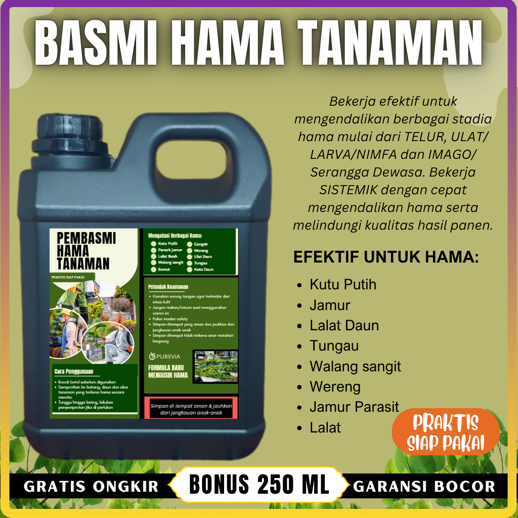 Obat Hama Tanaman Sayur Hidroponik Buah Hias | Kutu Daun | Semut | Ulat 1 LITER FREE 250 ml