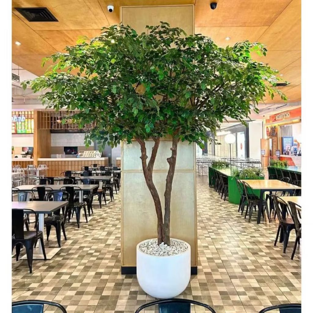 Pohon Beringin Varigata Artificial Daun Hijau List Putih Tinggi 150 Cm
