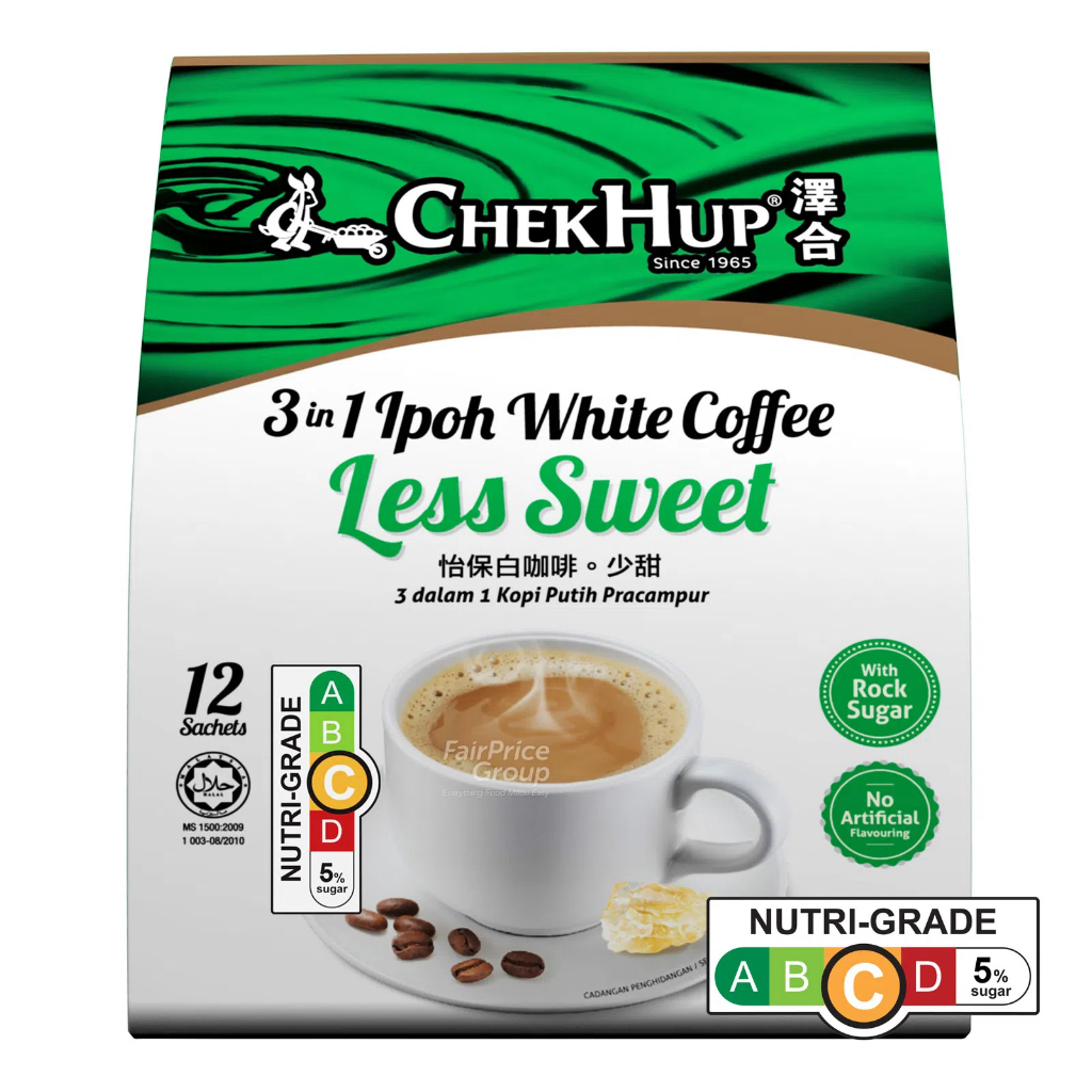 Chek Hup 3in1 Ipoh White Coffee Less Sweet / Less Sugar 12 x 35 Gram