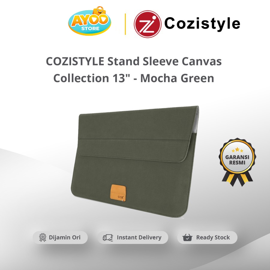 COZISTYLE Laptop Stand Sleeve Canvas 13 Inch Mocha Green