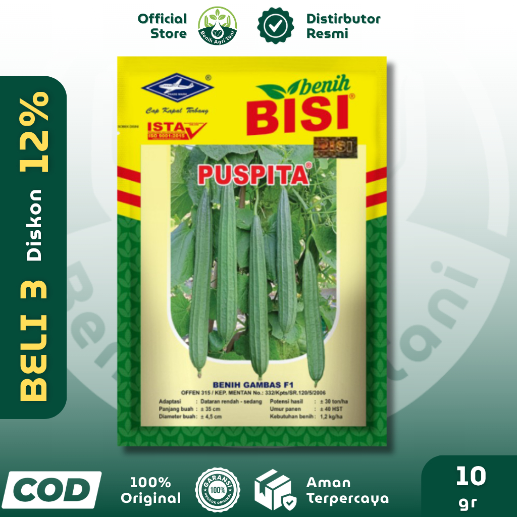 PUSPITA 10 gr Benih Gambas Oyong F1 BISI Cap Kapal Terbang