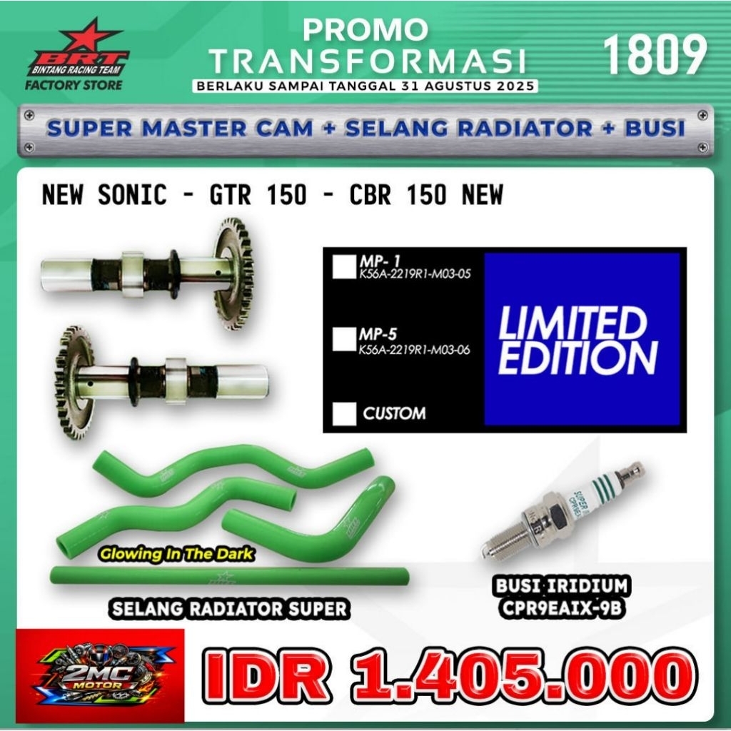 Master Cam & Selang Radiator Sonic New BRT (BINATANG RACING TEAM)